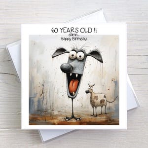 60.Geburtstagskarte - Hund geschockt wie alt - Grußkarte Erwachsener Humor - BW0093