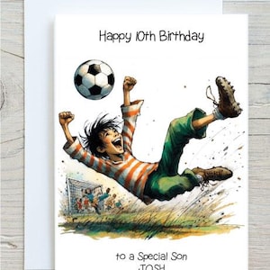 Biglietto di auguri di compleanno personalizzato per ragazzi - Giocatore di calcio - Biglietto di auguri per figlio, nipote, fratello, nipote, amico - BWP0020