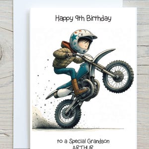Gepersonaliseerde verjaardagskaart jongens - motorcross crossmotor - wenskaart voor zoon kleinzoon broer neef vriend - BWP0011
