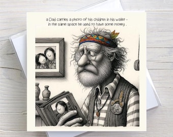 Fête des pères anniversaire toute occasion carte - portefeuille vide - drôle de papa anniversaire père - carte de voeux humour adulte - BW0003