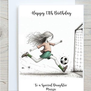 Carte d'anniversaire personnalisée filles - football football - carte de voeux pour fille petite-fille nièce soeur amie - BWP0017