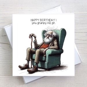 Biglietto di auguri di compleanno Invecchiare - Grumpy Old Git - Biglietto di auguri per adulti Umorismo divertente - BW0043