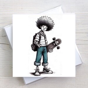 Carte d'anniversaire pour garçons, garçons, adolescents, petit-fils - Skater Boy Skateboards - Carte de voeux - BW0110