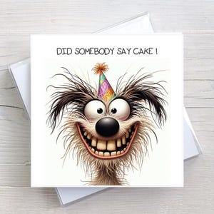 Tarjeta de cumpleaños para cualquier ocasión: divertida y rara tarta de perro. Tarjeta de felicitación con humor para amantes de los perros. BW0012