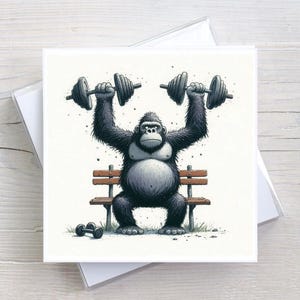 Carte d'anniversaire - Gorilla Gym Workout Haltérophilie - Carte de voeux - BW0124