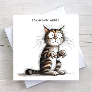 Biglietto di auguri per qualsiasi occasione - Lesbiche mangiano cosa Biglietto per amanti dei gatti - Biglietto di auguri Umorismo per adulti - BW0047