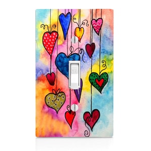 Rainbow Heart Strings Light Switch Cover, Night Light, Cabinet Knob