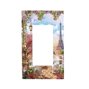 Paris View, Romantic Light Switch Cover, Night Light, Cabinet Knob Single Rocker Cover