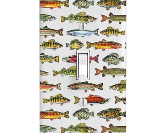 Fish Pattern Light Switch Cover, Night Light, Cabinet Knob