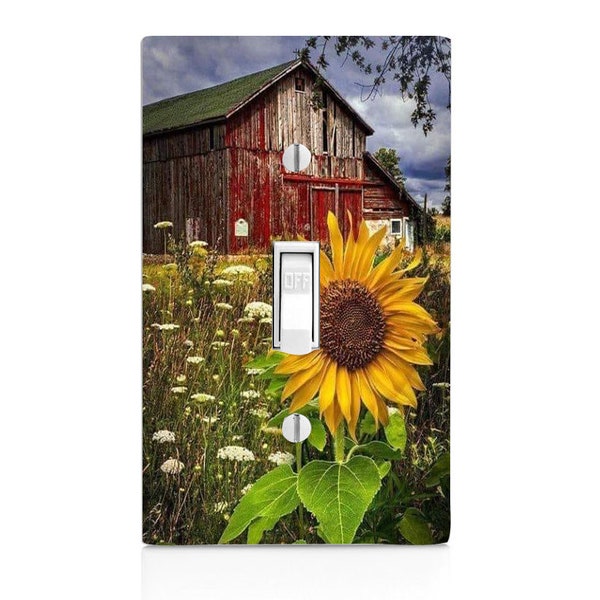 Old Barn with Sunflowers Light Switch Cover, Night Light, Cabinet Knob
