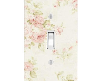 Pink Shabby Chic Light Switch Cover, Night Light, Cabinet Knob