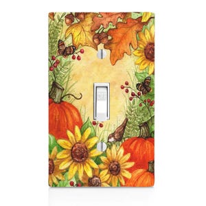 Autumn Scene, Pumpkin Light Switch Cover, Night Light, Cabinet Knob