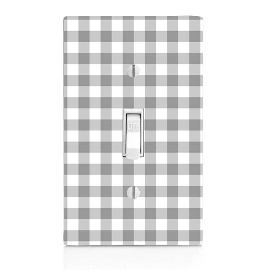 Handmade Gray & Black Tile Image Light Switch Cover - Home Decor, Cabinet Knob Option