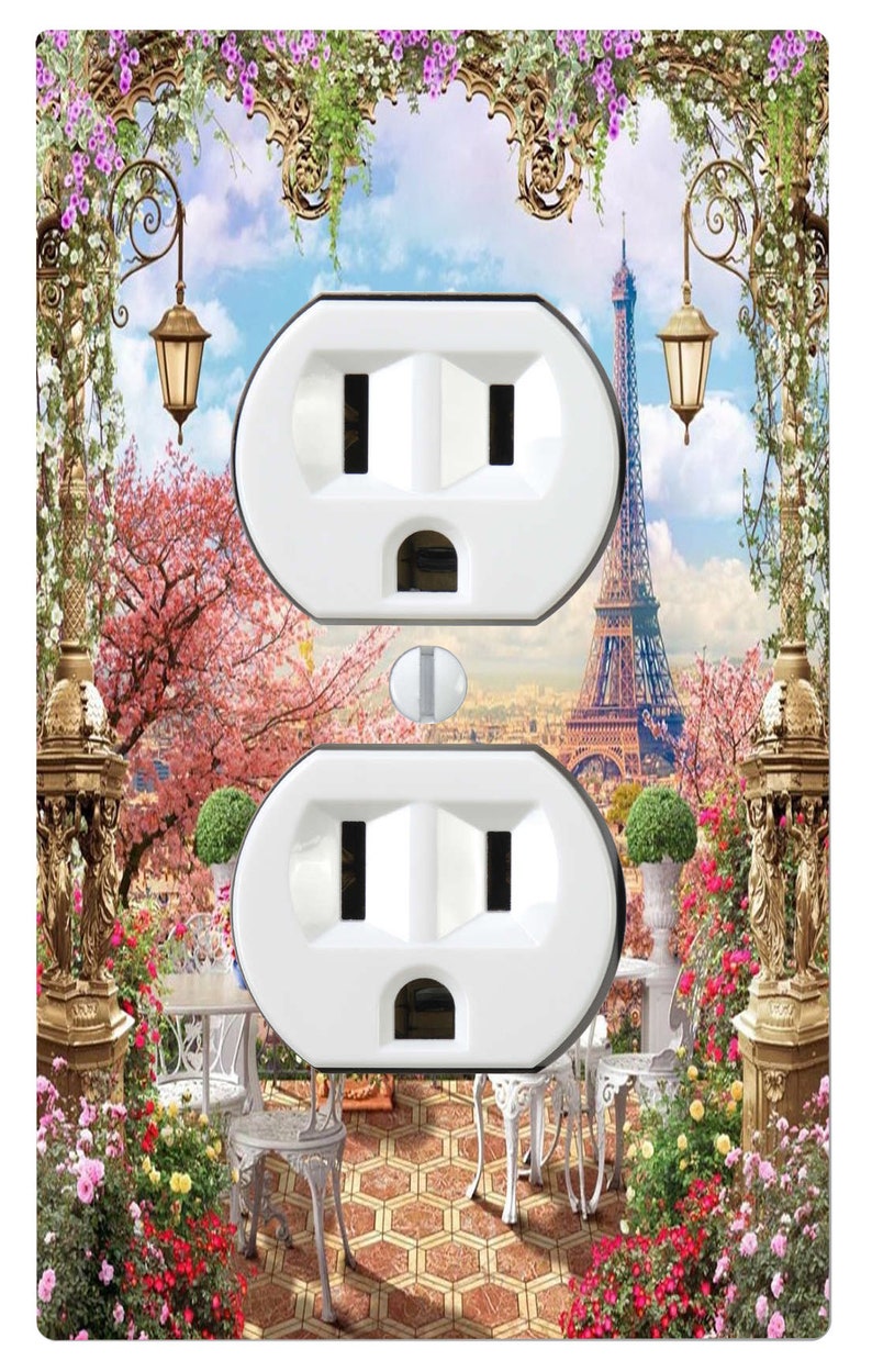 Paris View, Romantic Light Switch Cover, Night Light, Cabinet Knob Outlet Cover