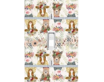 Barnyard Floral Light Switch Cover, Night Light, Cabinet Knob