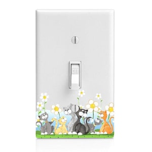 Cat Daisy Border, Kitty Light Switch Cover, Night Light, Cabinet Knob, Room Decor