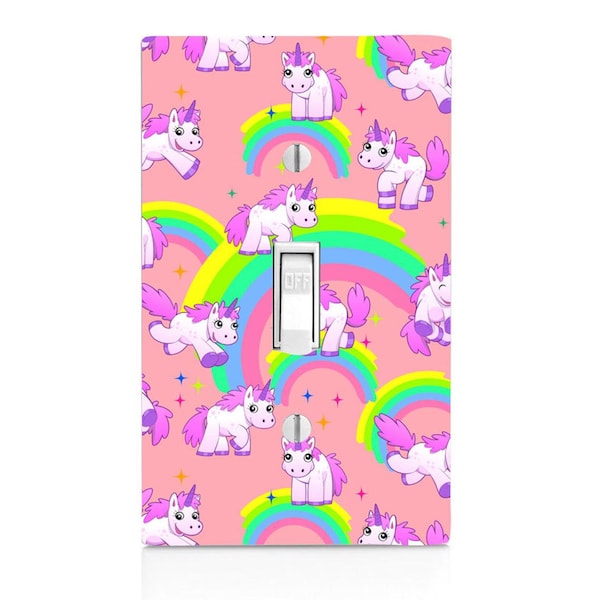 Pink Unicorn Pattern Light Switch Cover, Night Light, Cabinet Knob