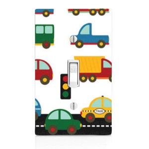 Cars, Trucks, Kids Room Decor Light Switch Cover, Night Light, Cabinet Knob