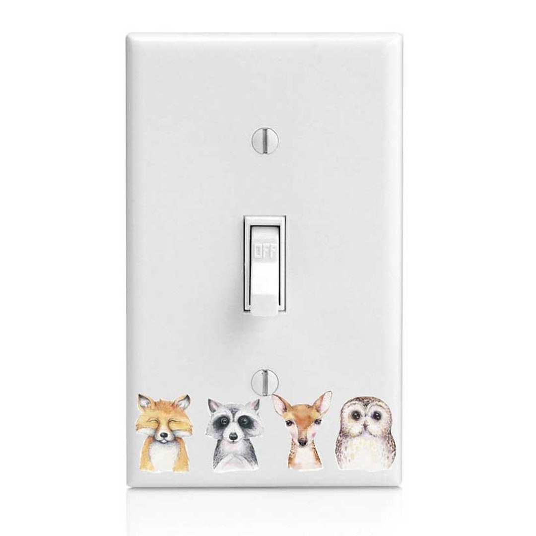 Woodland Animals Light Switch Cover Night Light Knob Etsy