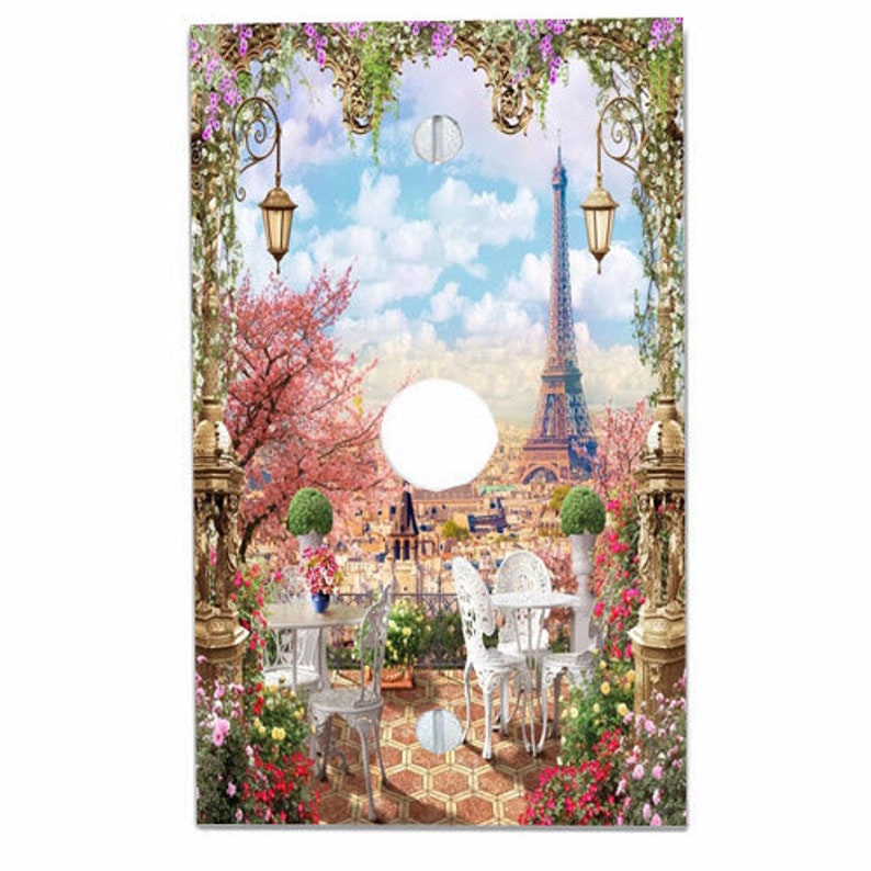 Paris View, Romantic Light Switch Cover, Night Light, Cabinet Knob Phone/Cable Cover