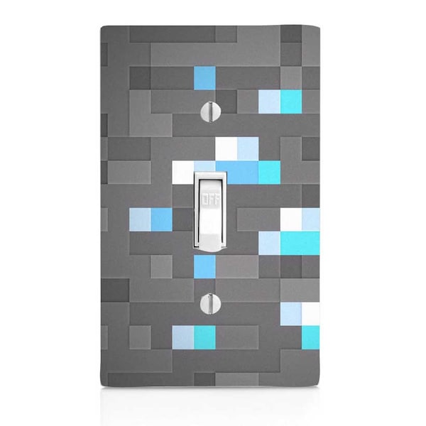 Diamond Ore Pixel Blocks, Gamer Light Switch Cover, Night Light, Cabinet Knob
