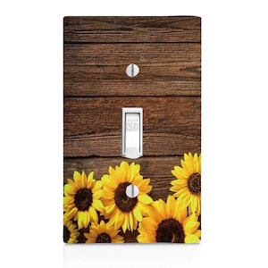 Wood Plank with Sunflowers Image Light Switch Cover, Night Light, Cabinet Knob