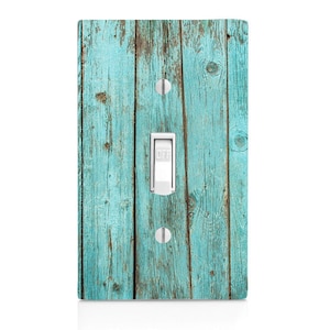 Blue Bleached Wood Image Light Switch Cover, Night Light, Cabinet Knob