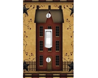 Primitive House, Country Light Switch Cover, Night Light, Cabinet Knob, Mother’s Day Gift