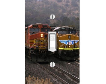 BNSF UP Trains, Union Pacific Light Switch Cover, Night Light, Cabinet Knob