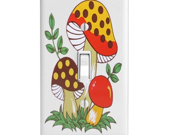 Vintage Mushroom, 70's Retro Light Switch Cover, Night Light, Cabinet Knob