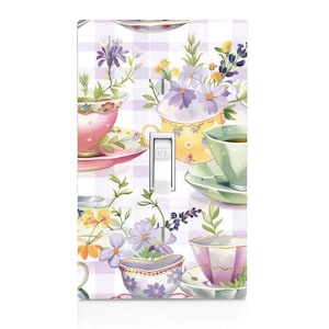 Gingham Tea Time, Kitchen Light Switch Cover, Night Light, Cabinet Knob, Home Decor