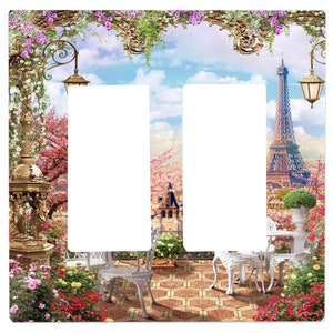 Paris View, Romantic Light Switch Cover, Night Light, Cabinet Knob Double Rocker Cover