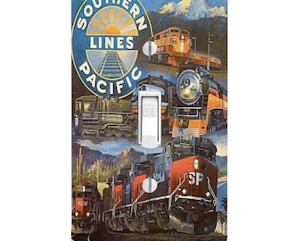 Southern Pacific Railroad Light Switch Cover, Night Light, Cabinet Knob, Train Decor
