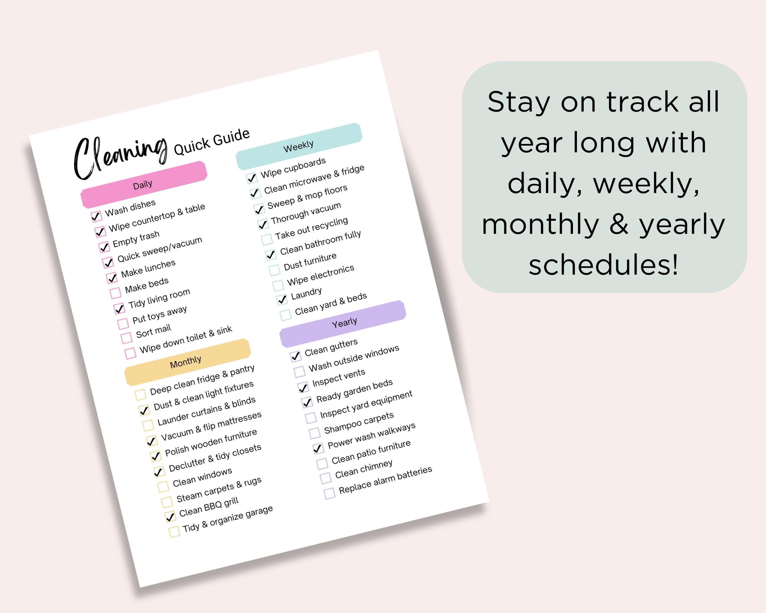 Editable Cleaning Schedule, Printable Cleaning Chart, Daily Weekly ...