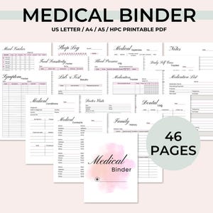 Printable Medical Binder, Medical Planner, Family Health Binder, Medical Records, Medication Tracker, Medical Organizer, Health Care Planner