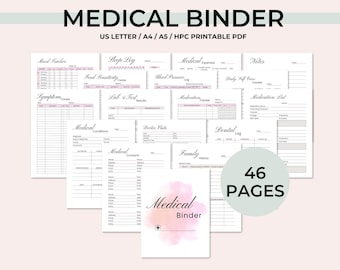 Printable Medical Binder, Medical Planner, Family Health Binder, Medical Records, Medication Tracker, Medical Organizer, Health Care Planner