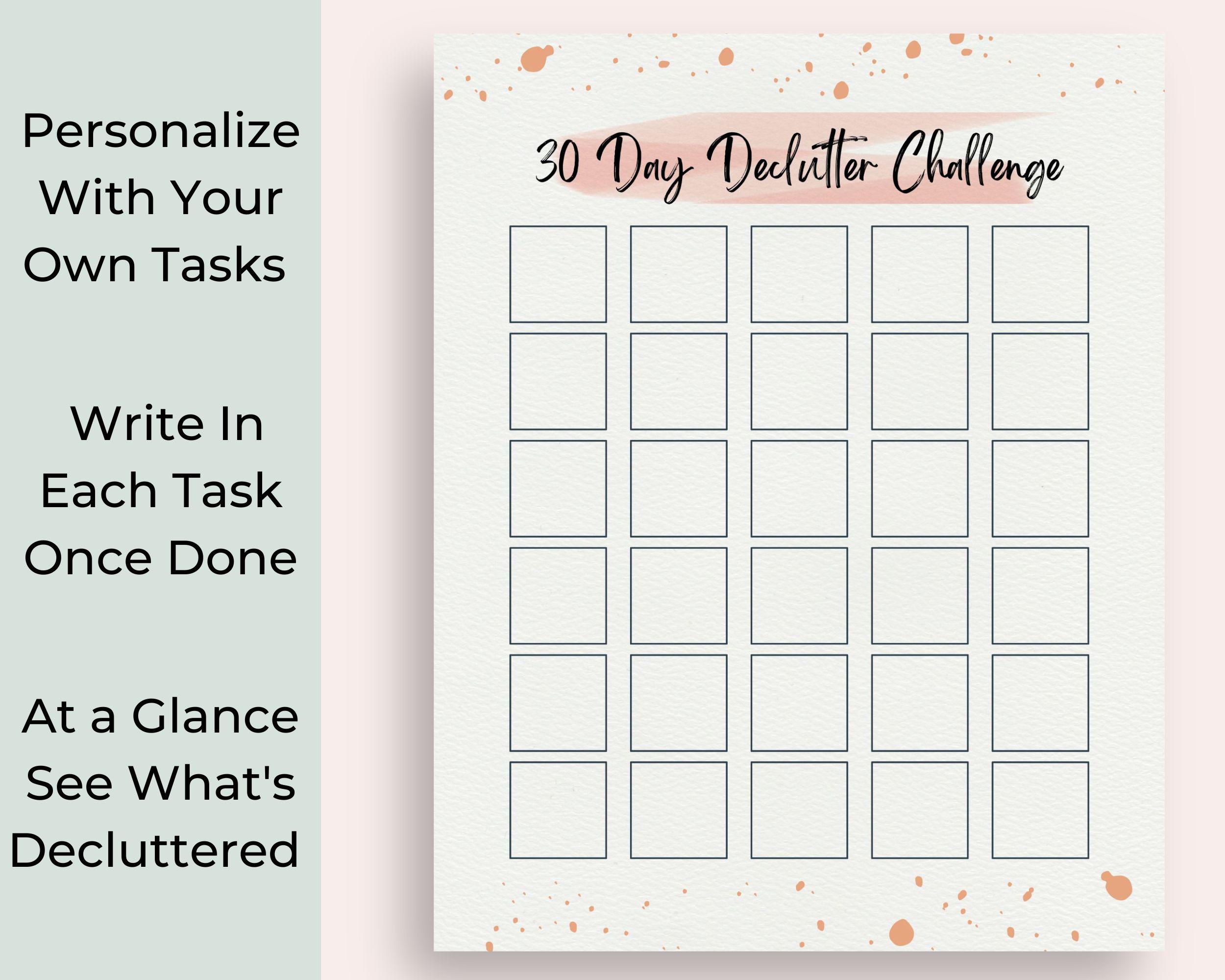 30 Day Declutter Challenge Printable - Home Organization - Decluttering ...