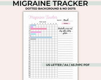 Monthly Migraine Tracker Printable: Headache & Pain Log (Digital Download)