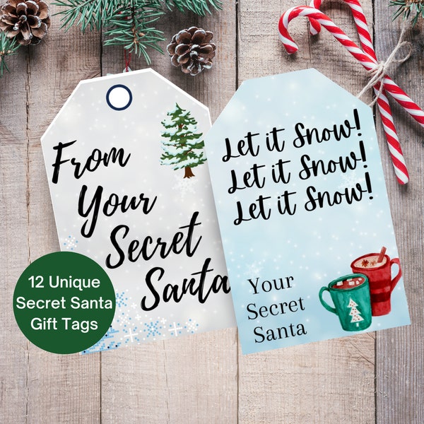 Secret Santa Gift Tags, Printable Santa Labels, Unique Santa Tags, Kris Kringle Gift Tags, Instant Download