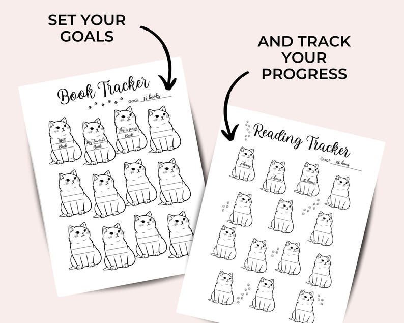 Reading Tracker - Printable Cat Book Tracker - Reading Journal Page ...