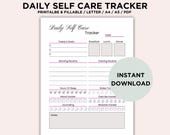 Editable Daily Self Care Tracker - Printable Self Care Planner - Self Care Journal Page - Self Care Checklist - Wellness Planner