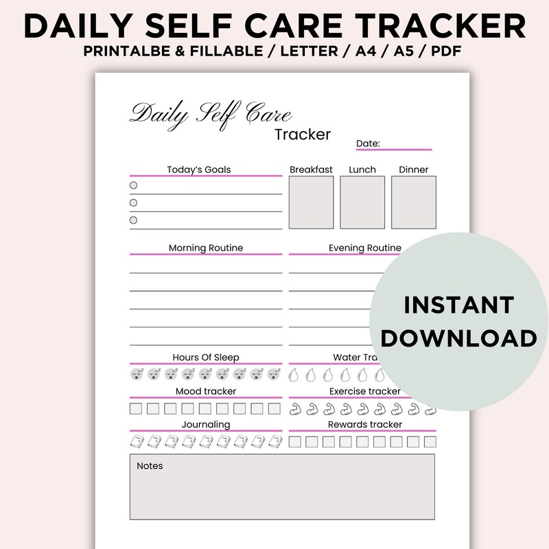 Self Care Tracker - Etsy