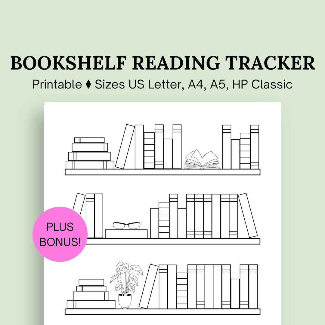 Bookshelf Reading Tracker Printable Reading Tracker Letter A4 A5 HP