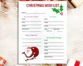Printable Christmas Wish List for Kids and Adults, Santa Wishlist, My Favorite Things