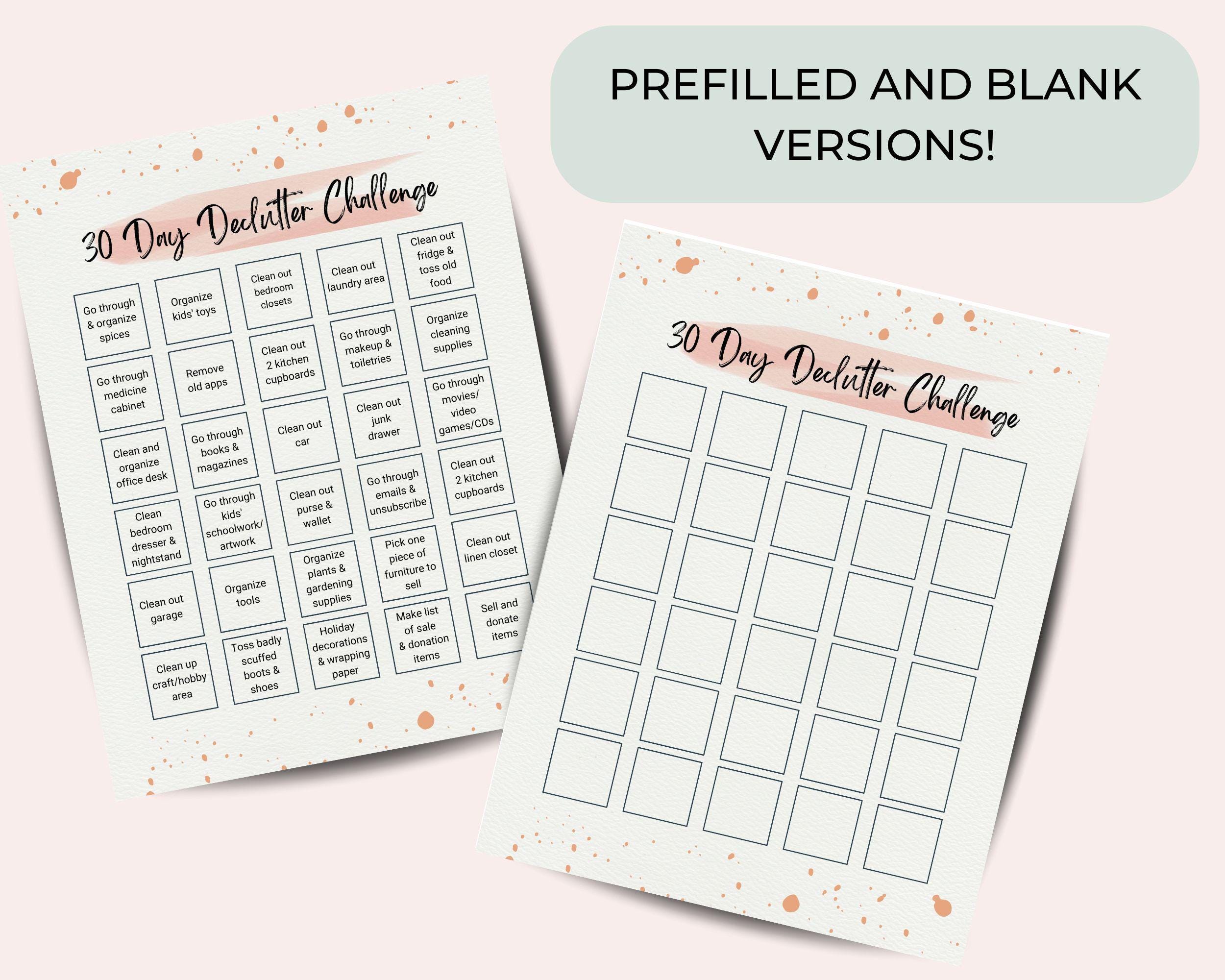 30 Day Declutter Challenge Printable - Home Organization - Decluttering ...