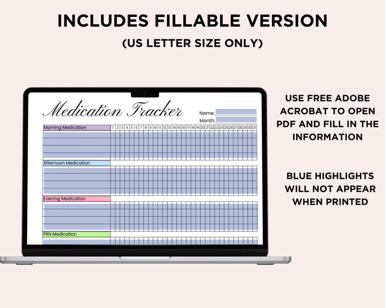 Editable Monthly Medication Tracker, Printable Prescription Tracker ...