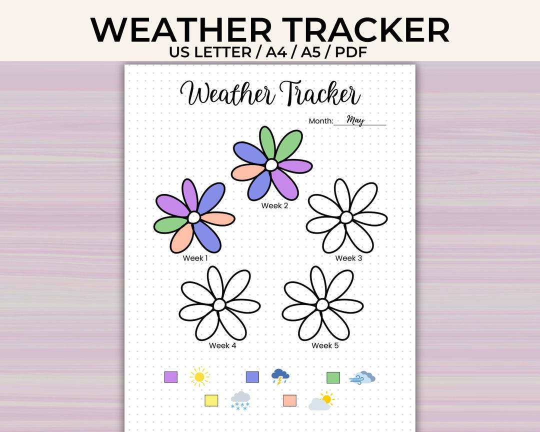 Monthly Weather Tracker - Printable Journal Page - Track Weather Trends ...