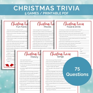 Christmas Trivia Games, Holiday Trivia Games, Christmas Seniors Game, Trivia Game for Adults and Teens, Trivia Night, Printable Xmas Game