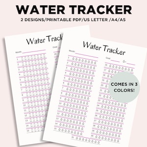 Monthly Water Tracker Printable, Water Challenge, Hydration Tracker, Water Tracker Diary, Drinking Water, Water Planner, Letter/A4/A5 PDF