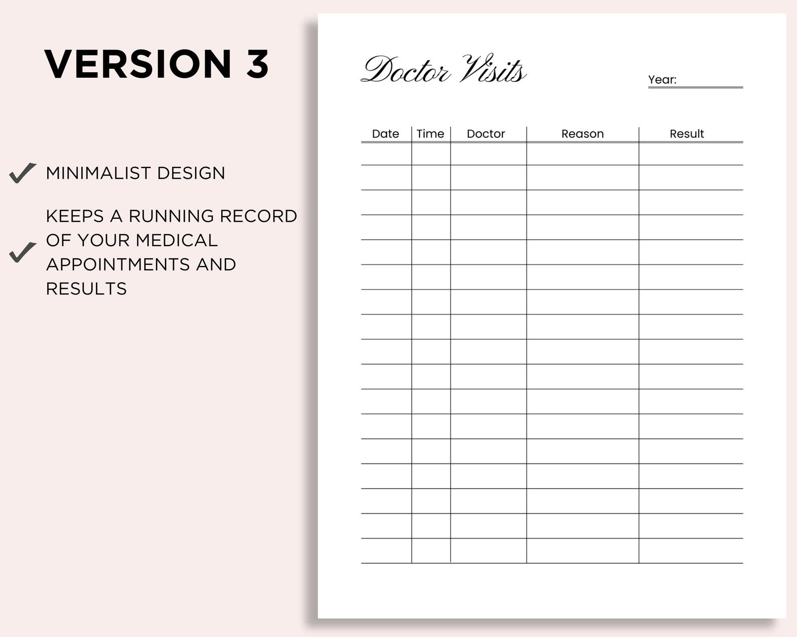 Visit Tracker Reseptionist Doctor Visit Tracker Editable, Doctor Notes Printable, Medical Records ...